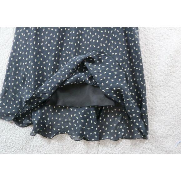 Gold Hawk Dress Silk Womens Medium Floral Print Ruffle Top Spaghetti Strap - Picture 8 of 8